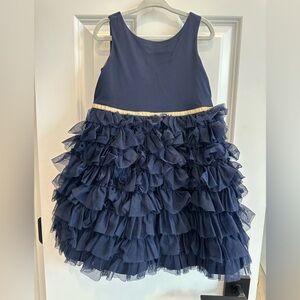 Janie & Jack girls party dress. Navy and gold size 3.